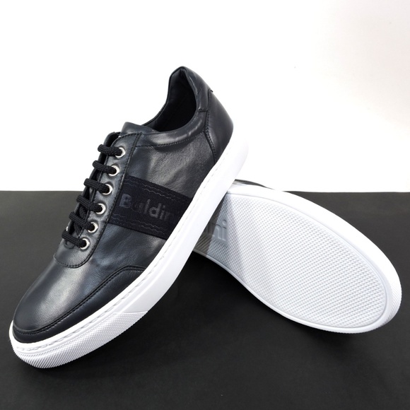 BALDININI ?? MEN\'S BLUE SOFT LEATHER COMFORT FASHION SNEAKERS
